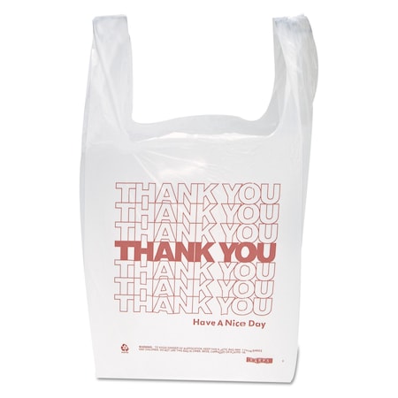 Integrated Bagging Systems Thank You T-Shirt Bag, 0.167 bbl, 12.5 microns, 11.5"x21", Wht, PK900 THW1VAL